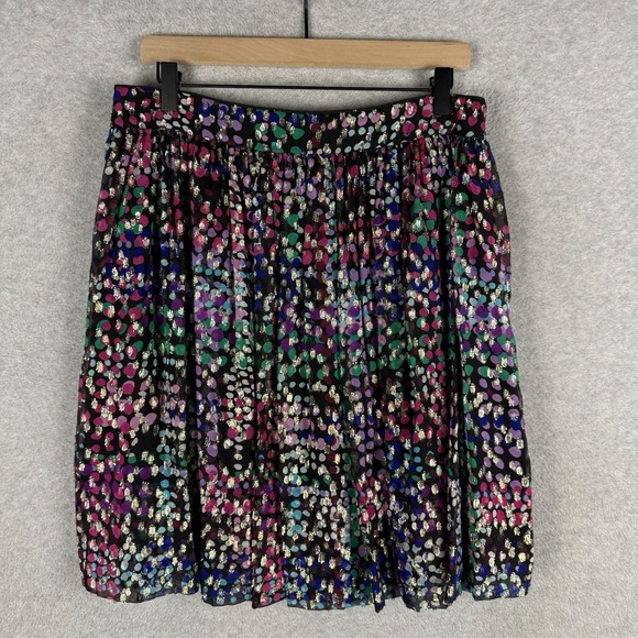 Kate Spade Skirt Womens 14 Black Colorful Silk Make Magic Zip NEW - Picture 1 of 10